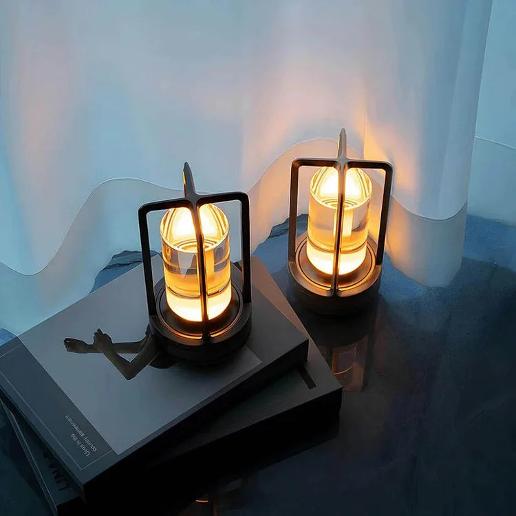 Table Lamp Crystal Glass Rechargeable Light