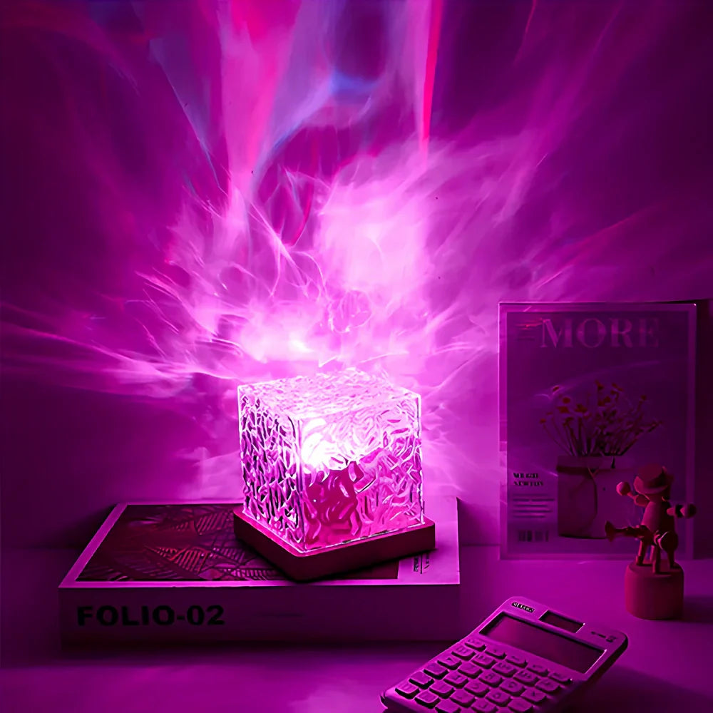 Table Lamp Glass Cube Ambient Light