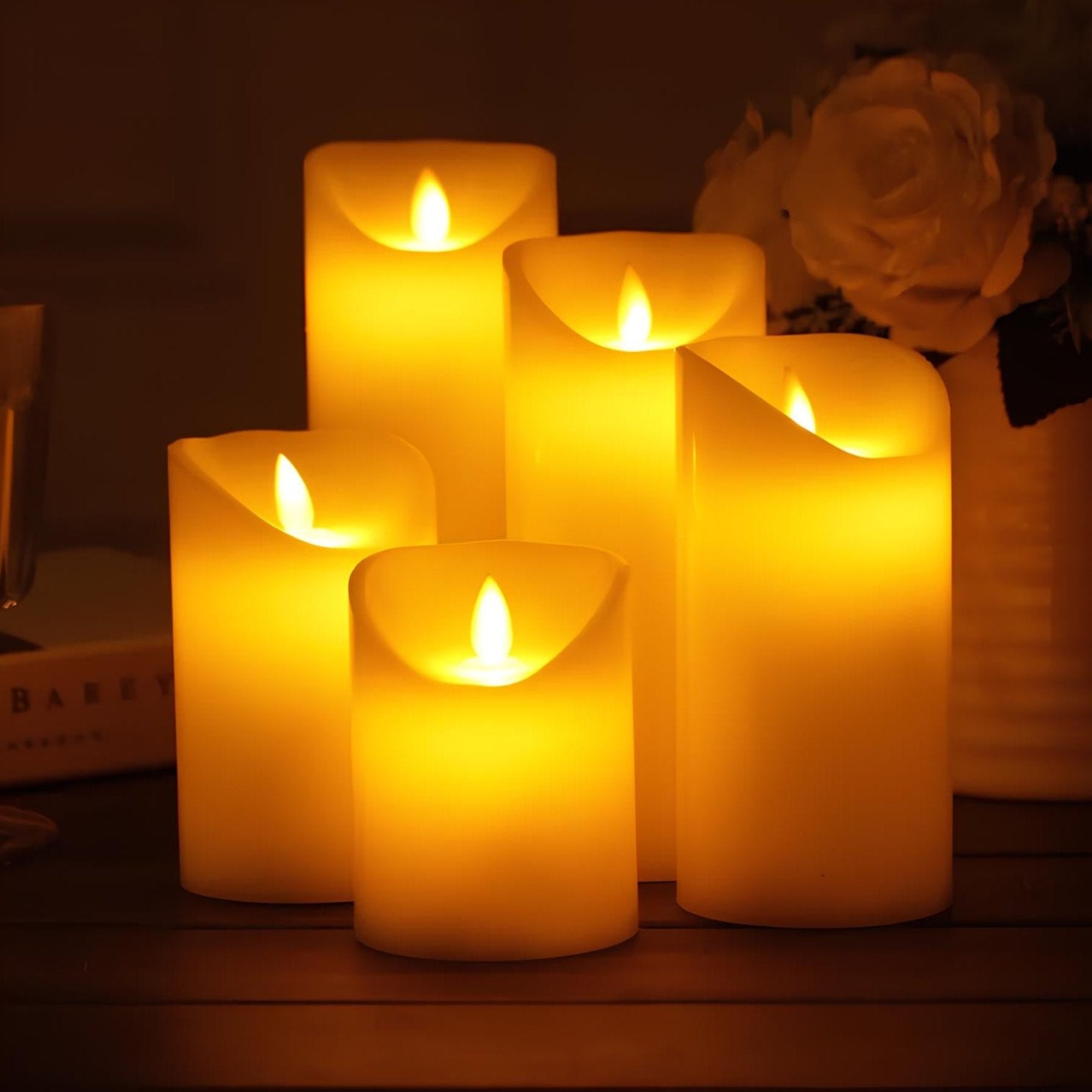 LED Pillar Candles Flickering Flame Effect