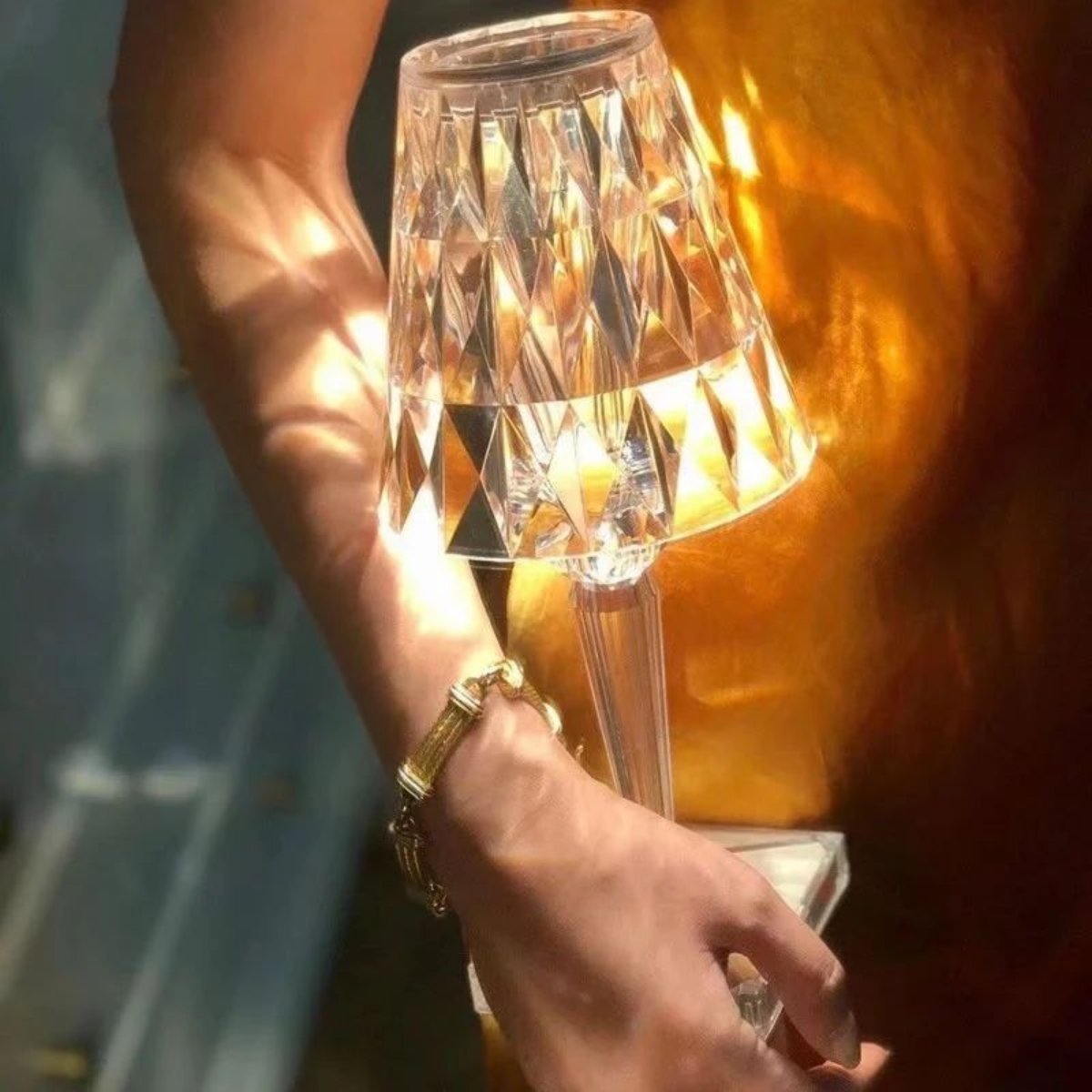 Table Lamp Crystal Acrylic Touch Rechargeable