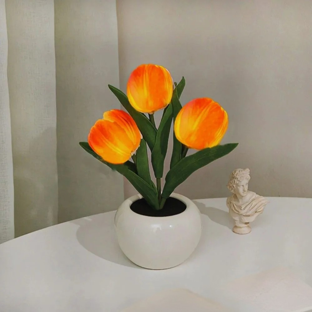 LED Table Lamp Floral Pot Light Decor