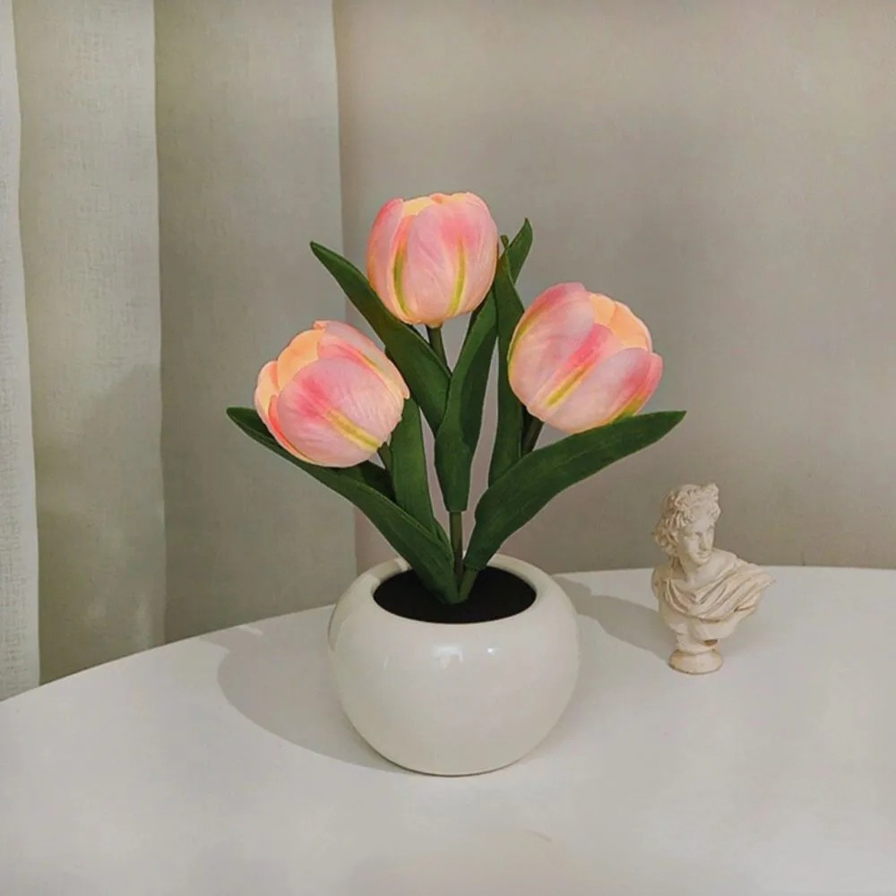 LED Table Lamp Floral Pot Light Decor